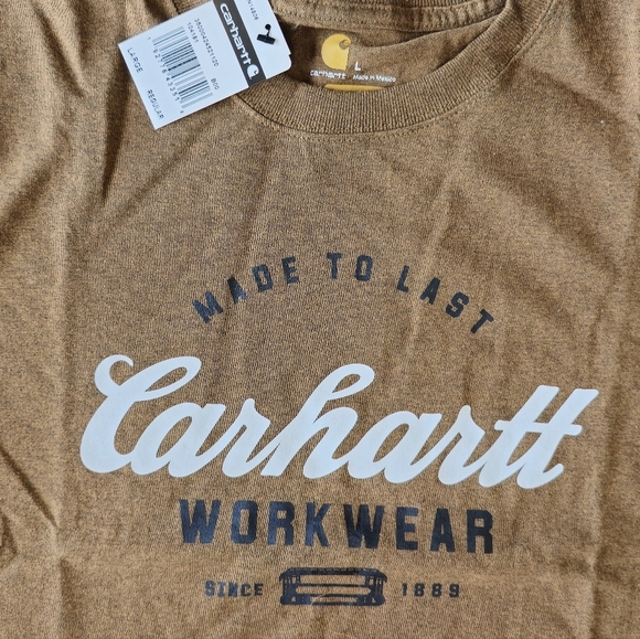 Mens Carhartt Tee Relaxed Fit Large Heather Brown - Picture 2 of 3